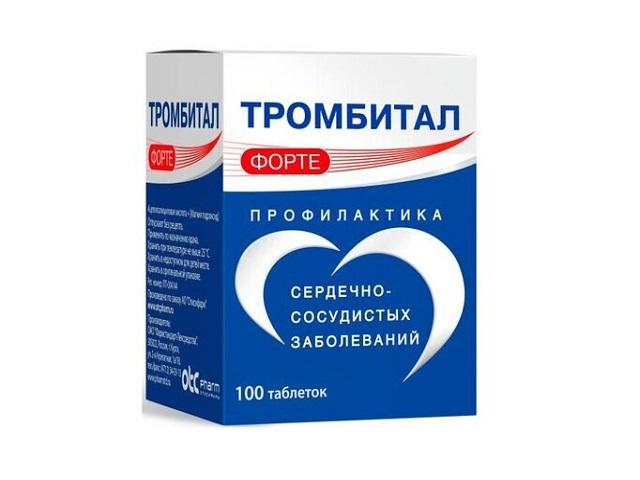 тромбитал форте 150мг.+30,39мг. №100 таб. п/о 2289
