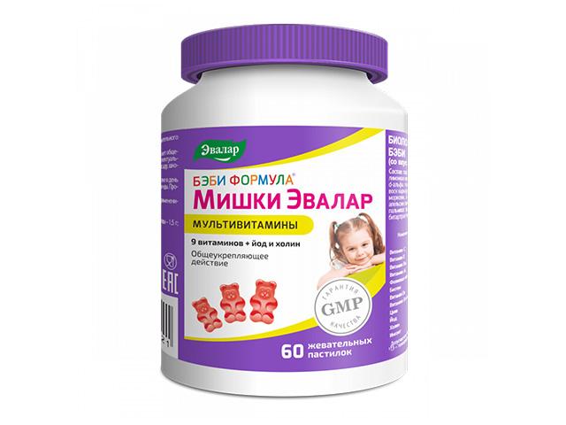 бэби формула пастилки мишки мультивитамины №60 жев. паст./эвалар/