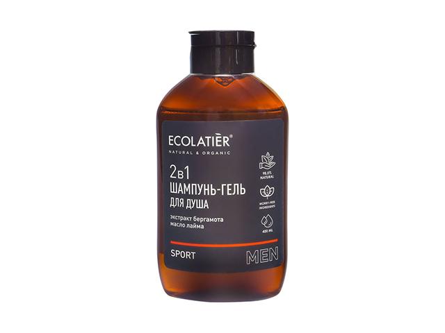 ecolatier men шампунь + гель для душа 2в1 sport 400мл 831103(170840)