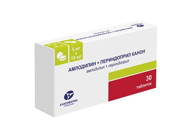 амлодипин+периндоприл 5мг+ 10мг №30таб.