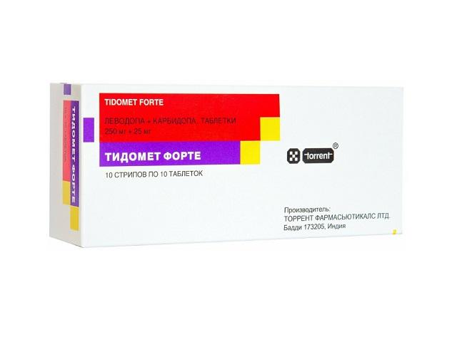 тидомет форте 250мг.+25мг. №100 таб. 2200