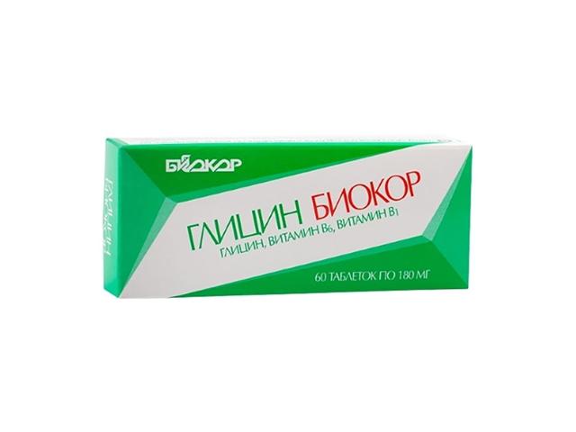 глицин биокор с вит.в1 и в6 №60 таб.