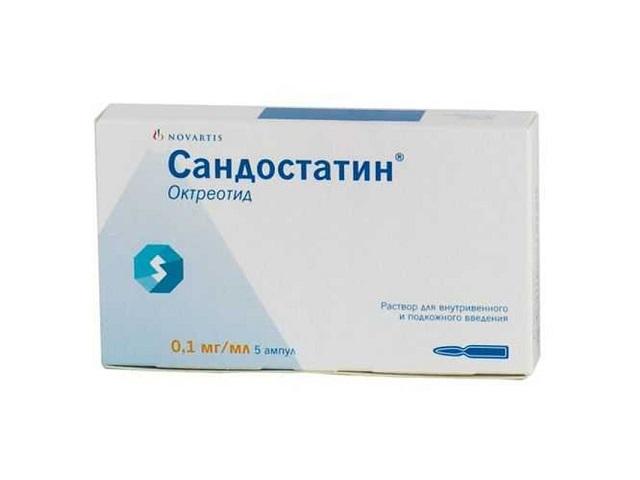 сандостатин 0,1мг/мл. 1мл. №5 р-р в/в, п/к амп. 9002