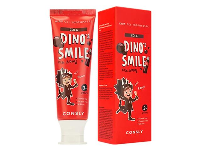 *consly dino`s smile детская гелевая зубная паста с ксилитом и вкусом колы 60г 186159