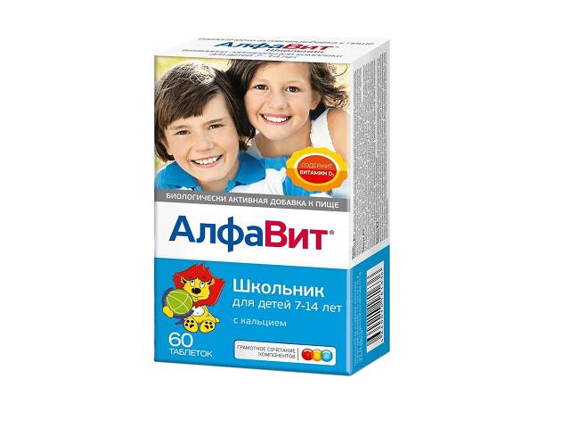 алфавит школьник д/детей 7-14 лет кальций №60 таб.