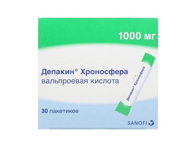 депакин хроносфера 1000мг. №30 пак. гран. пролонг.