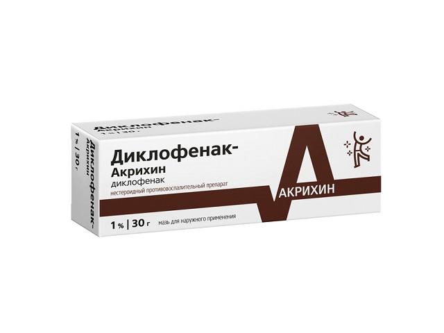 диклофенак-акрихин 1% 30г. мазь д/наружн. прим. 0947