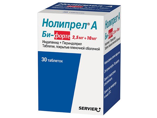 нолипрел а би-форте 10мг.+2,5мг. №30 таб. п/о 4543