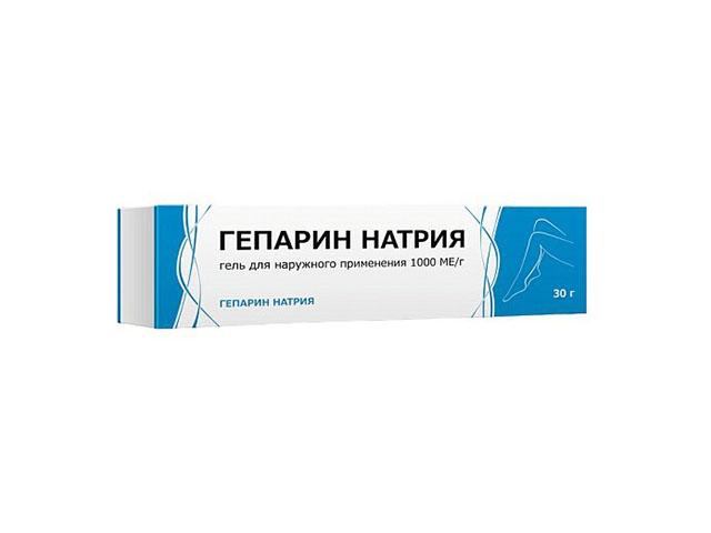 гепарин натрия 1000ме/г гель д/наруж прим 30г туб