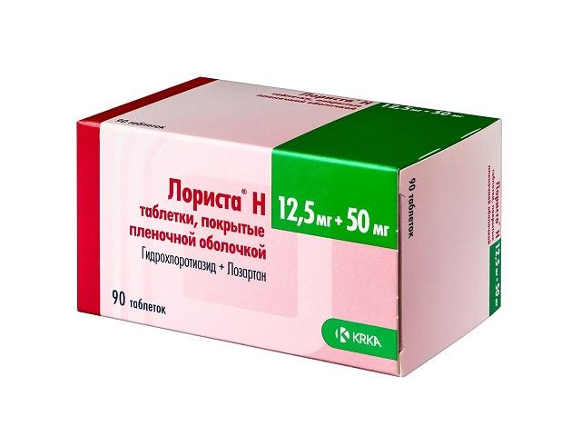 лориста н 50мг.+12,5мг. №90 таб. п/о /krka/ 6225
