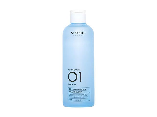 monic beauty skin code 01 гиалурон. кислота и aha bha pha тоник для лица, 250мл
