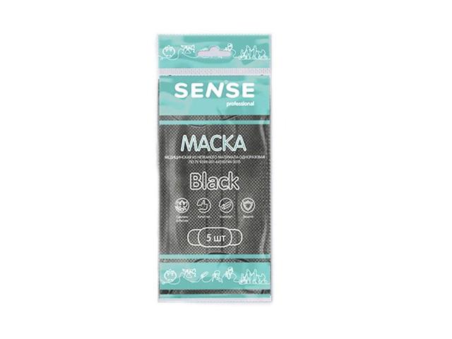 sense маска мед. неткан. однораз. №5 черн.