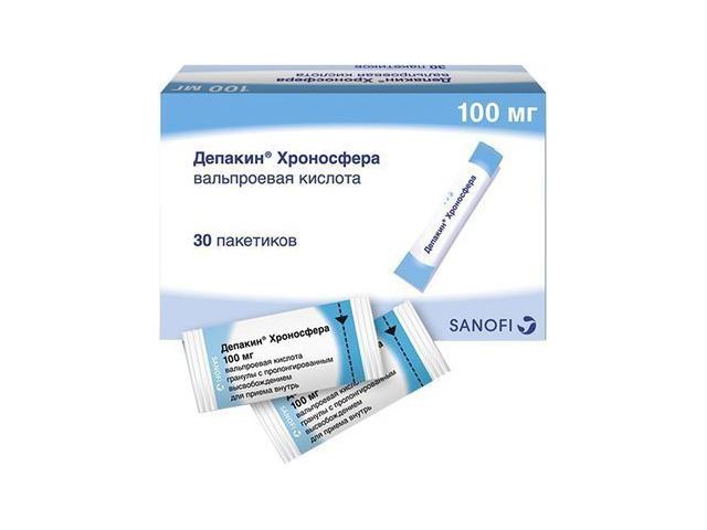 депакин хроносфера 100мг. №30 пак. гран. пролонг. 5701