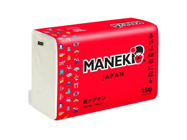 *maneki салфетки бумажн. red 2 слоя, белые  №150 ft1584h