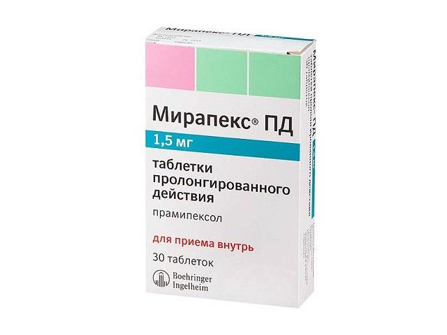 мирапекс пд 1,5мг. №30 таб.пролонг. 5095