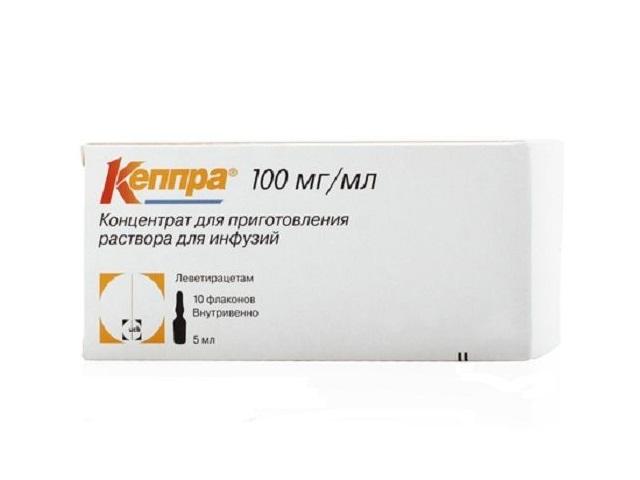 кеппра 100мг/мл. 5мл. №10 р-р д/инф. фл.