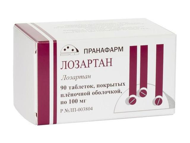 лозартан 100мг. №90 таб. п/п/о /пранафарм/ 3464