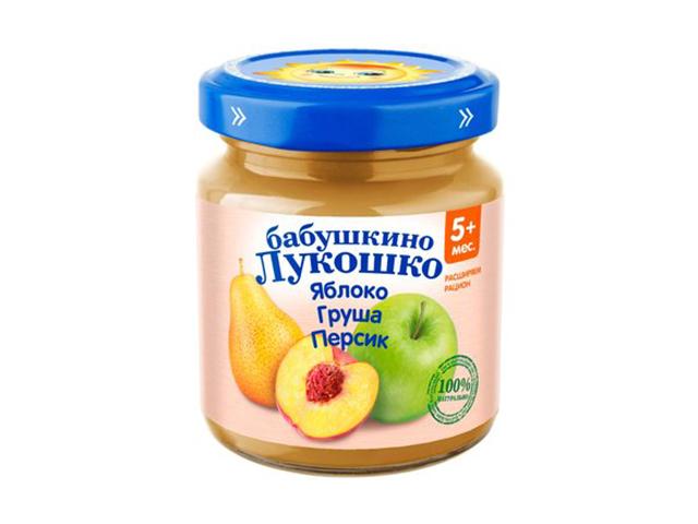 б.лукошко пюре 100г. груша+яблоко+персик