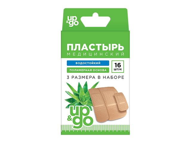 ап энд гоу пластырь бактерицид. с алоэ 3 размера №16 (up&go)