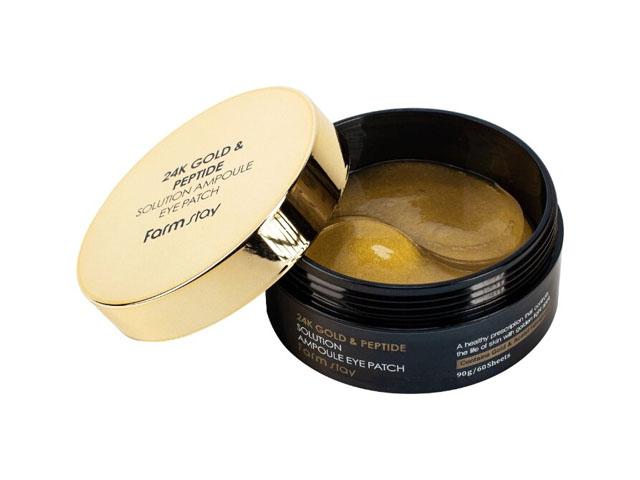 *farmstay гидрогелевые патчи д/глаз с 24-х карат.золотом и пептидами №60. 9034321