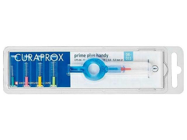 curaprox набор для гигиенического ухода prime set: 5 ершиков: cps 06-01(синий)  с держателем uhs 409