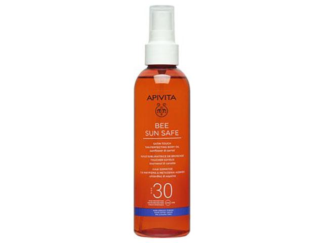 apivita би сан сейф солнцезащитное шелковистое масло spf30, спрей 200 мл