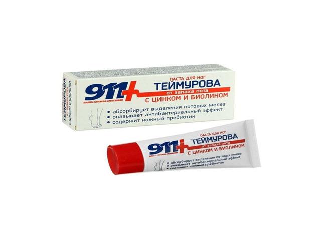 911 теймурова паста д/ног с цинком и биолином 50мл.