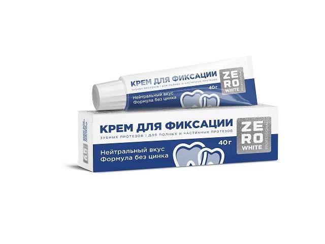 зеровайт крем д/фиксации зуб.протезов нейтральный  вкус 40 г. (zero white)