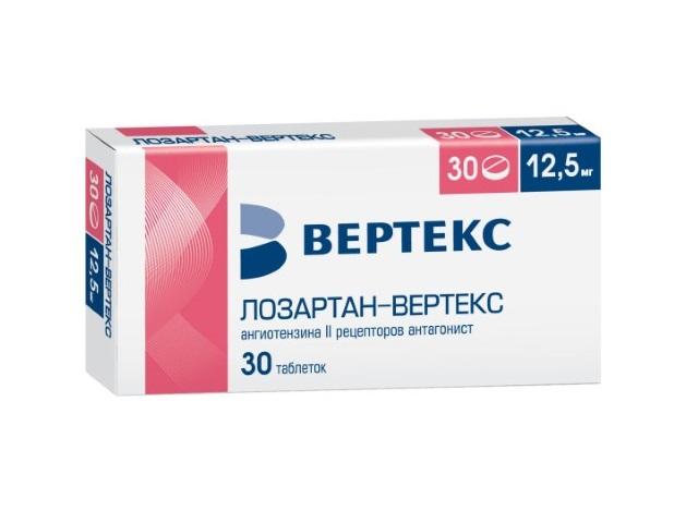 лозартан 12,5мг. №30 таб. п/п/о /верте/ 9588