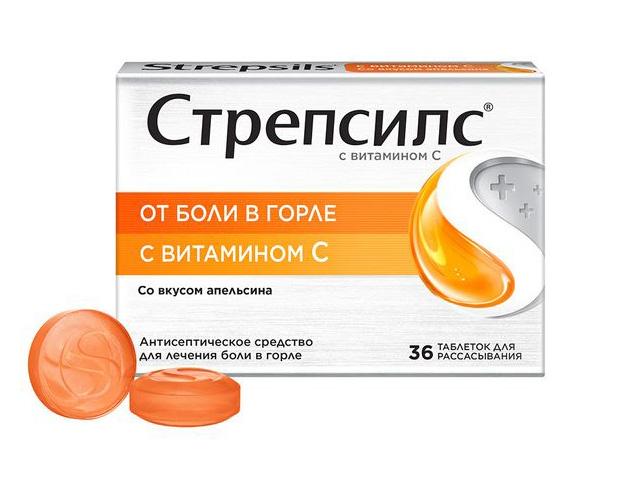 стрепсилс вит. с апельсин №36 таб. л/рассас.