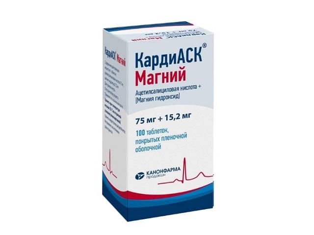 кардиаск магний 75мг.+15,2мг. №100 таб. п/п/о банка /канонфарма/