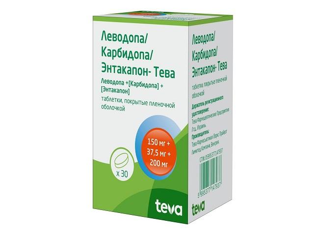 леводопа/карбидопа/энтакапон-тева таб. п/о плен. 150мг+37,5мг+200мг №30