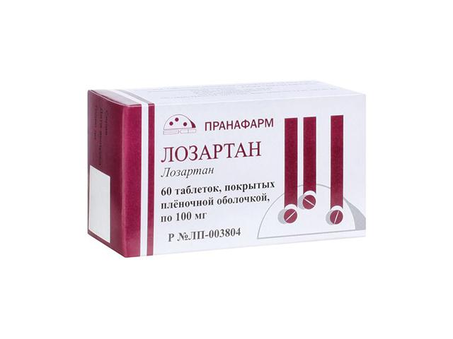 лозартан 100мг. №60 таб. п/п/о /пранафарм/ 3433