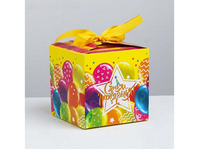 *коробка складная подарочная "с днем рождения" 12 х 12 х 12 см 3680750
