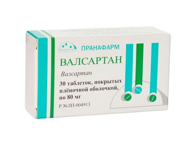 валсартан 80мг. №30 таб. п/о /пранафарм/ 3710