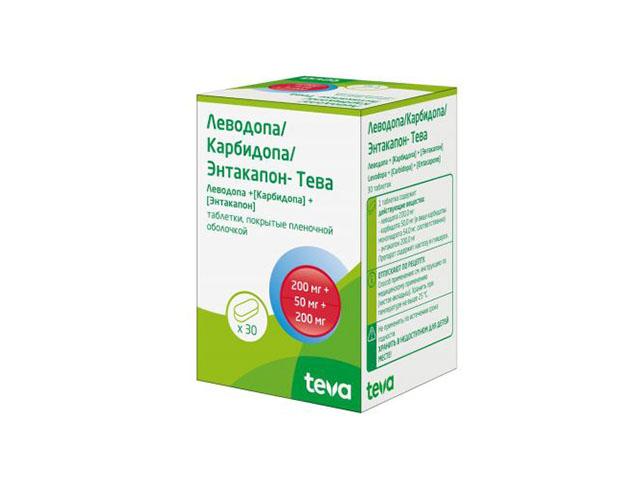 леводопа/карбидопа/энтакапон-тева таб. п/о плен. 200мг+50мг+200мг №30