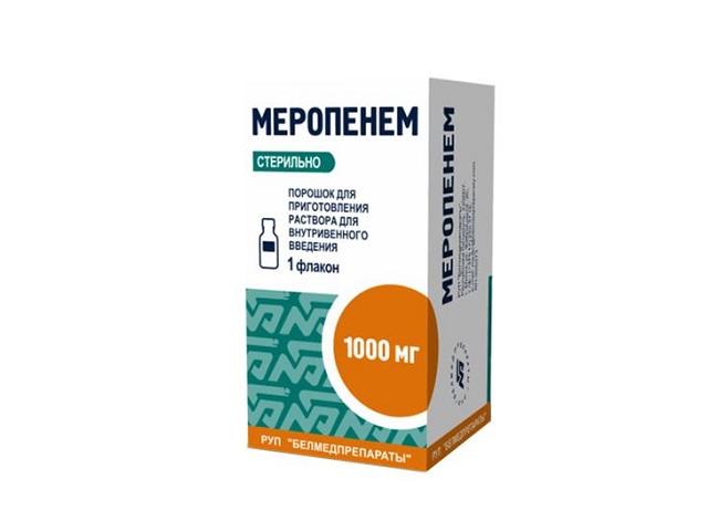 меропенем 1г. №1 пор. д/приг. р-ра д/в/в фл. /белмедпрепараты/ 2629
