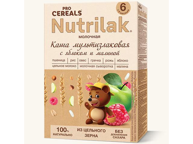 нутрилак premium procereals каша мол.мультизлак.с яблоком и малиной 200г