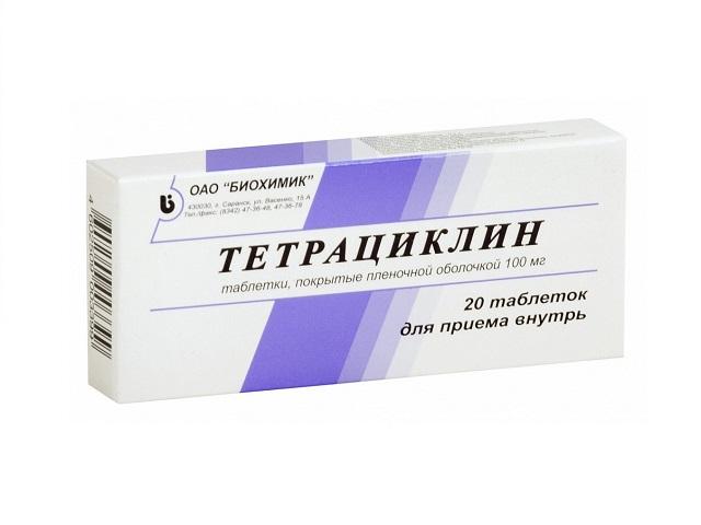 тетрациклин 100мг. №20 таб. п/о /биохимик/ 3399
