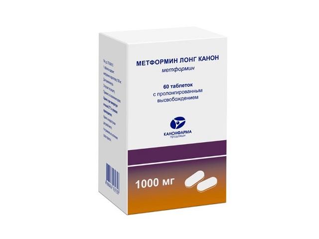 метформин лонг 1000мг. №60 таб. п/п/о /канонфарма/