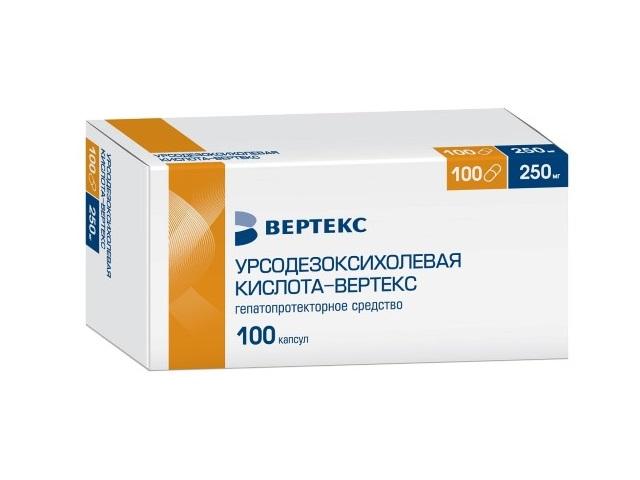 урсодезоксихолевая кислота  250мг. №100 кап. /вертекс/