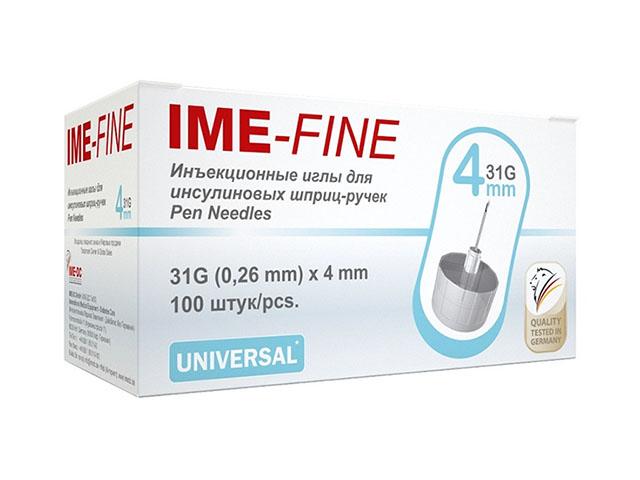ime-fine иглы универсал. инъекц. однораз. д/инсулин. шприц-ручек 31g 0,26х4мм. №100