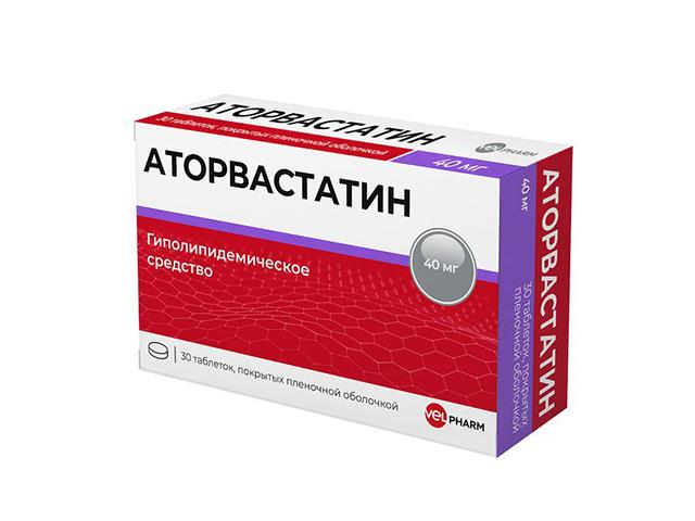 аторвастатин 40мг №30 таб. п/п/об. /велфарм/