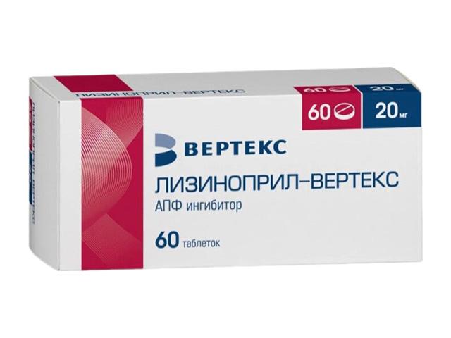 лизиноприл-вертекс таб. 20мг №60
