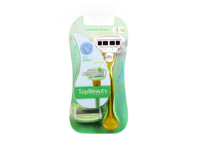 toptech topbeauty-5 бритва женская желтая + 2 смен кассеты желт и зелен (009710) совместима с venus