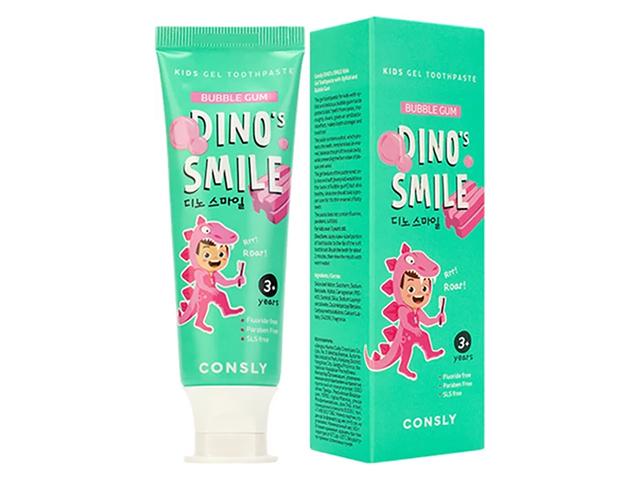 *consly dino`s smile детская гелевая зубная паста с ксилитом и вкусом жвачки 60г 186197