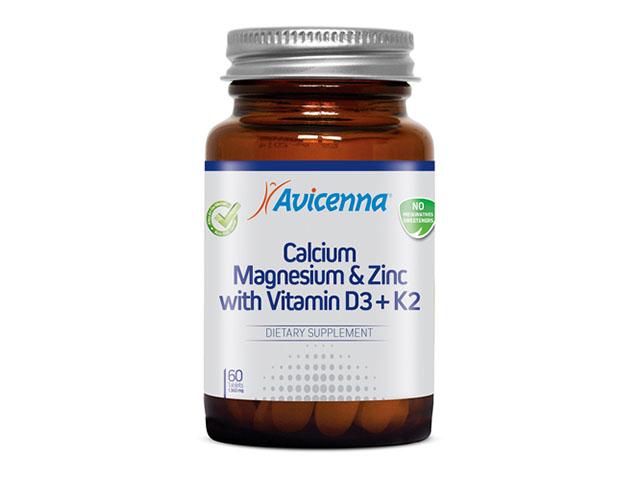 *avicenna кальций, магний, цинк с витамином д3 и к2 бад  00-00000068