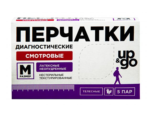 up&go перчатки латекс. неопудр. р.м №5 телесные