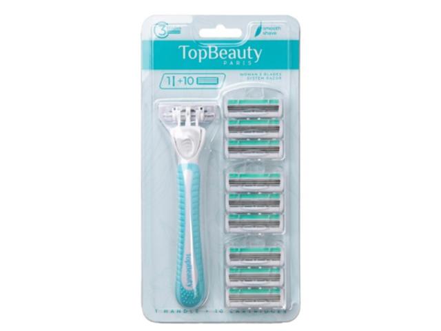 toptech topbeauty slim бритва женская (1 бритва + 10 сменных кассет) (198018)