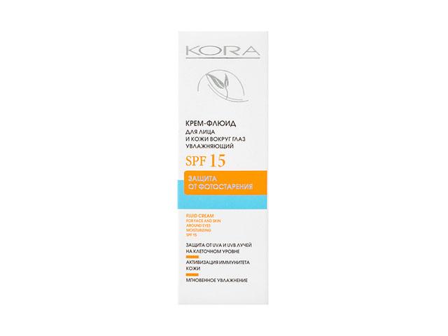 kora д/лица крем-флюид д/лица и вокруг глаз spf15 увл 30мл 48261 (3135)